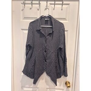 Mill Valley Clothing Co Purple‎ Black Gingham Hobo Shirt Linen Blend Large USA